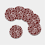 Chocolate Brown And White Cow Print Leather Coaster Set