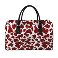 Chocolate Brown And White Cow Print Leather Duffel Bag