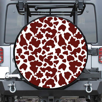 Chocolate Brown And White Cow Print Leather Spare Tire Cover