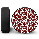 Chocolate Brown And White Cow Print Leather Spare Tire Cover