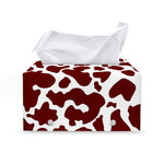 Chocolate Brown And White Cow Print Leather Tissue Box Cover