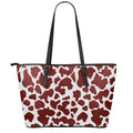 Chocolate Brown And White Cow Print Leather Tote Bag With Zipper