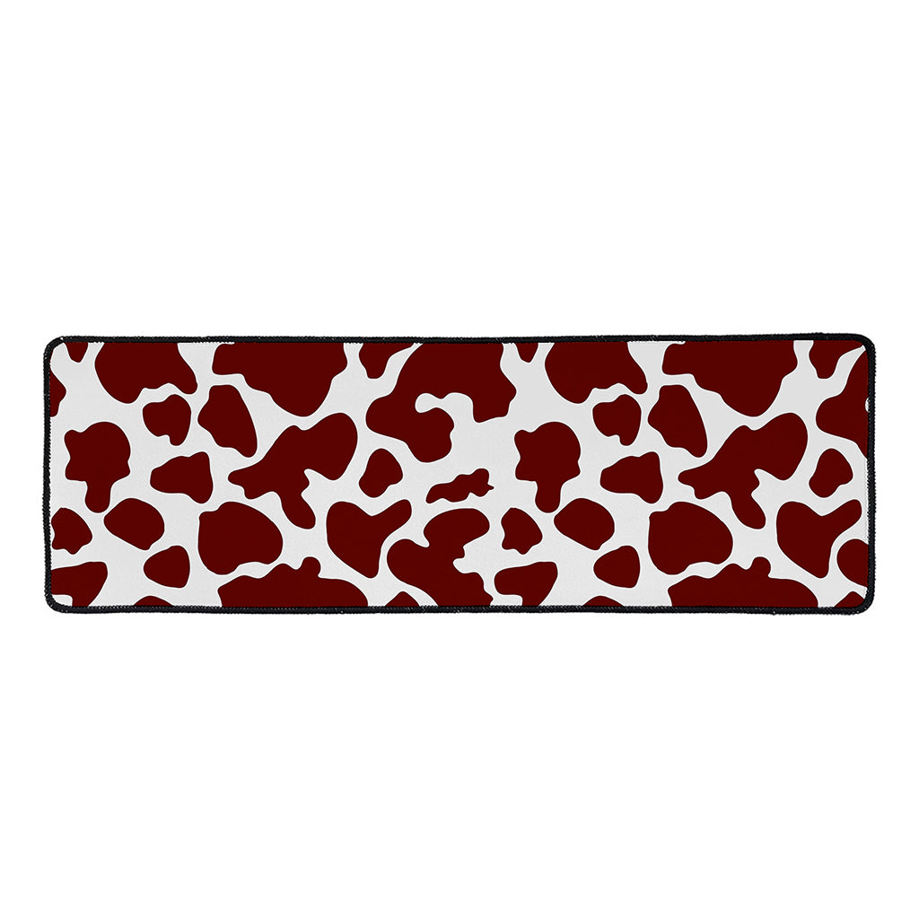 Chocolate Brown And White Cow Print Long Kitchen Mat