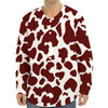 Chocolate Brown And White Cow Print Long Sleeve Baseball Jersey