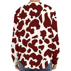 Chocolate Brown And White Cow Print Long Sleeve Baseball Jersey