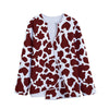 Chocolate Brown And White Cow Print Long Sleeve Short Coat