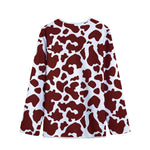 Chocolate Brown And White Cow Print Long Sleeve Short Coat