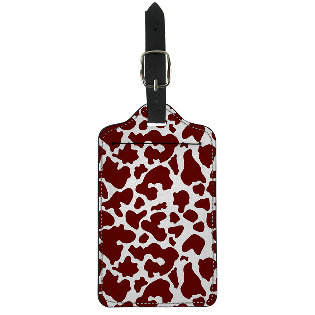 Chocolate Brown And White Cow Print Luggage Tag