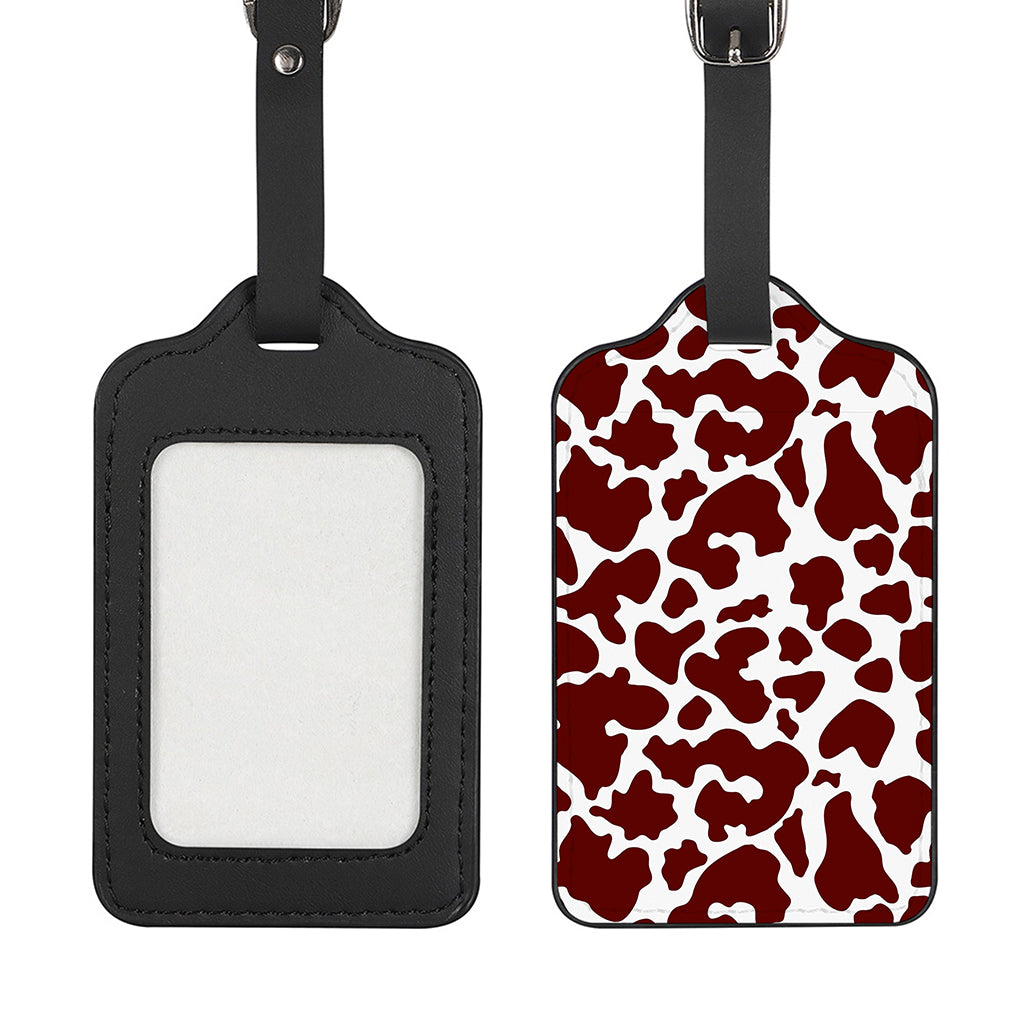 Chocolate Brown And White Cow Print Luggage Tag