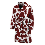 Chocolate Brown And White Cow Print Men's Bathrobe