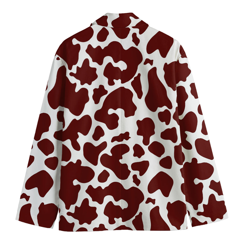 Chocolate Brown And White Cow Print Men's Blazer