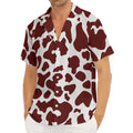 Chocolate Brown And White Cow Print Men's Deep V-Neck Shirt