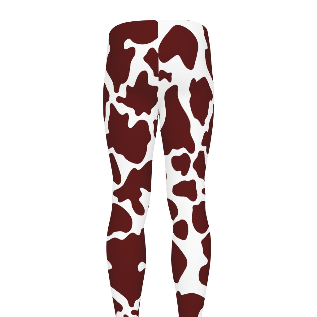 Chocolate Brown And White Cow Print Men's leggings