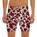 Chocolate Brown And White Cow Print Men's Long Boxer Briefs