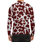 Chocolate Brown And White Cow Print Men's Long Sleeve Rash Guard