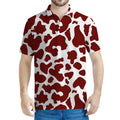 Chocolate Brown And White Cow Print Men's Polo Shirt