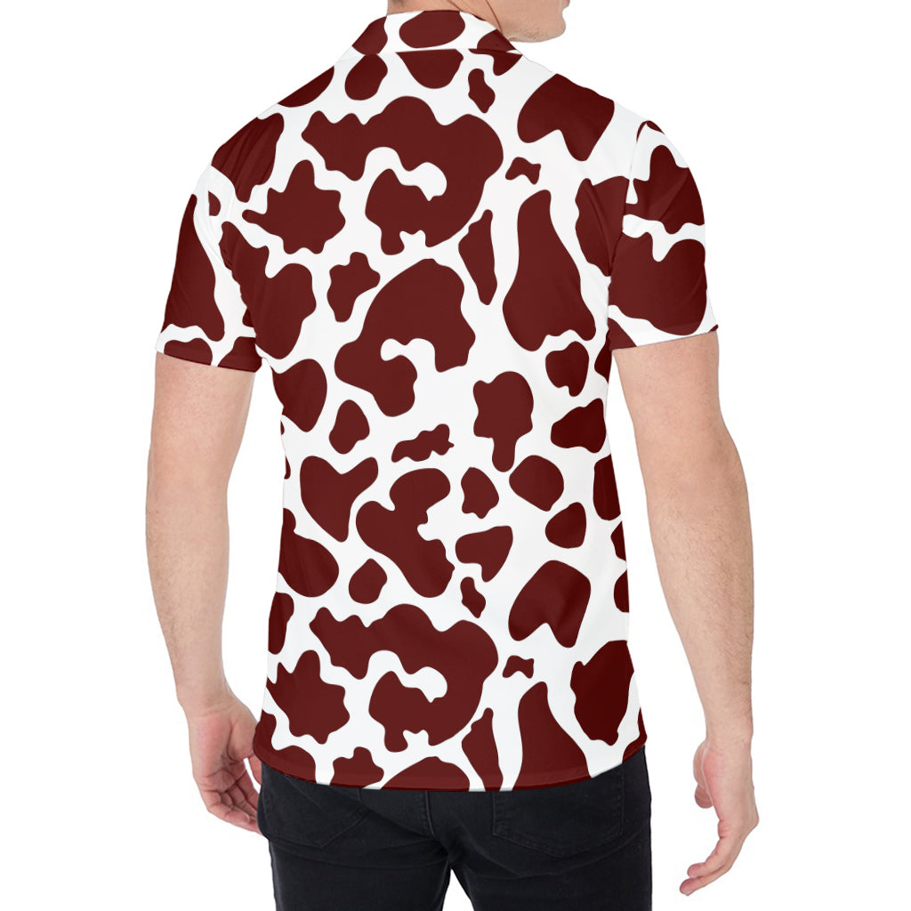 Chocolate Brown And White Cow Print Men's Shirt