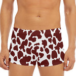 Chocolate Brown And White Cow Print Men's Short Boxer Briefs