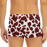 Chocolate Brown And White Cow Print Men's Short Boxer Briefs