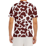 Chocolate Brown And White Cow Print Men's Short Sleeve Rash Guard