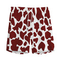 Chocolate Brown And White Cow Print Men's Athletic Shorts