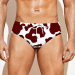 Chocolate Brown And White Cow Print Men's Swim Briefs