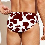 Chocolate Brown And White Cow Print Men's Swim Briefs