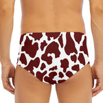 Chocolate Brown And White Cow Print Men's Triangle Swim Briefs