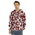 Chocolate Brown And White Cow Print Men's Velvet Pullover Hoodie