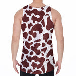 Chocolate Brown And White Cow Print Men's Velvet Tank Top