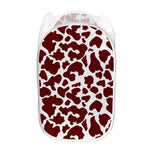 Chocolate Brown And White Cow Print Mesh Laundry Hamper
