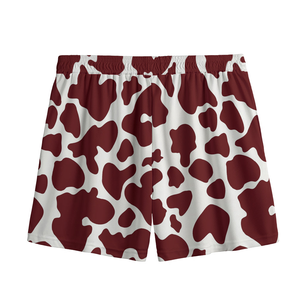 Chocolate Brown And White Cow Print Mesh Shorts
