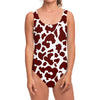 Chocolate Brown And White Cow Print One Piece Swimsuit