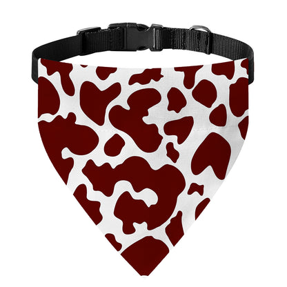 Chocolate Brown And White Cow Print Over The Collar Dog Bandana