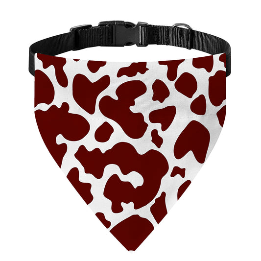 Chocolate Brown And White Cow Print Over The Collar Dog Bandana
