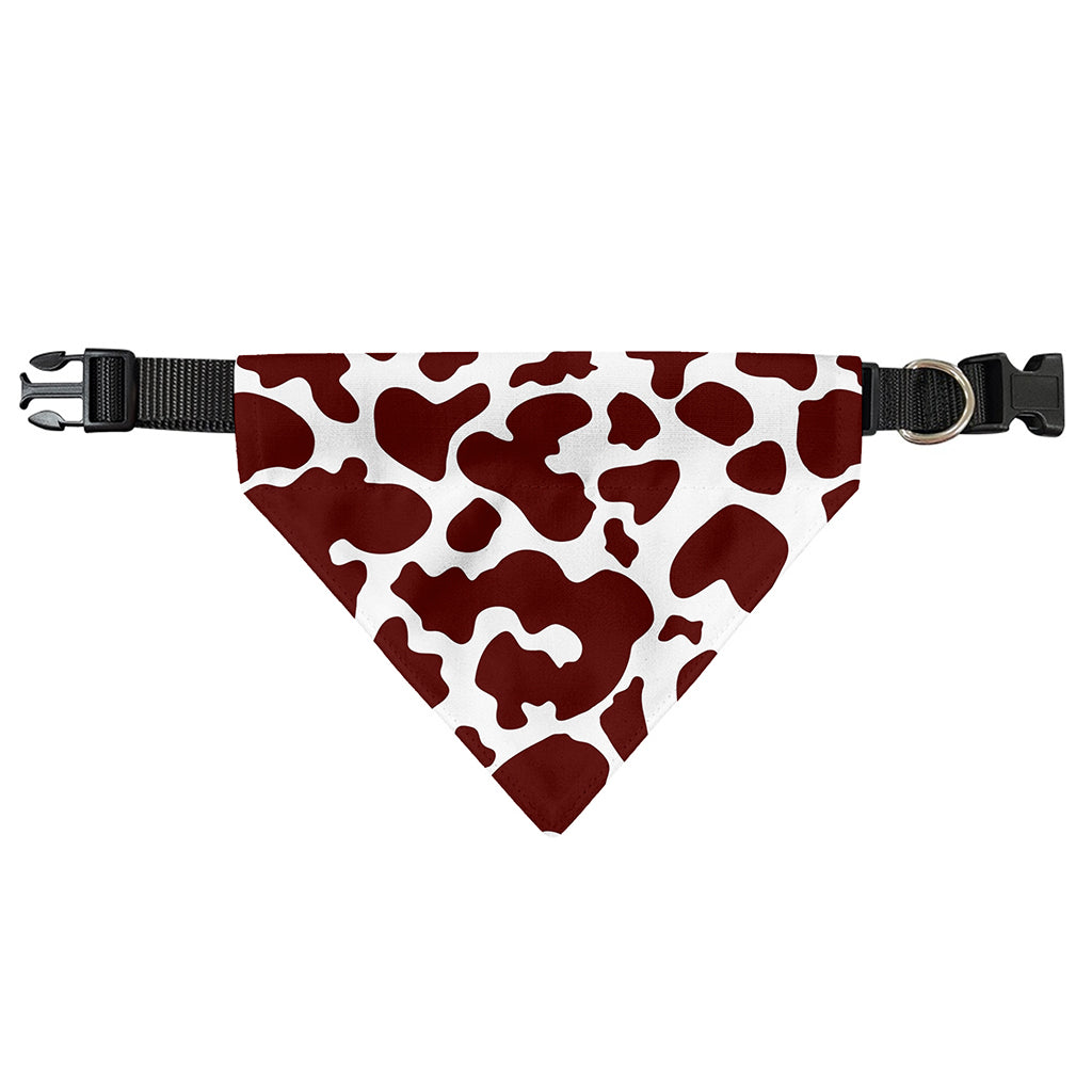 Chocolate Brown And White Cow Print Over The Collar Dog Bandana