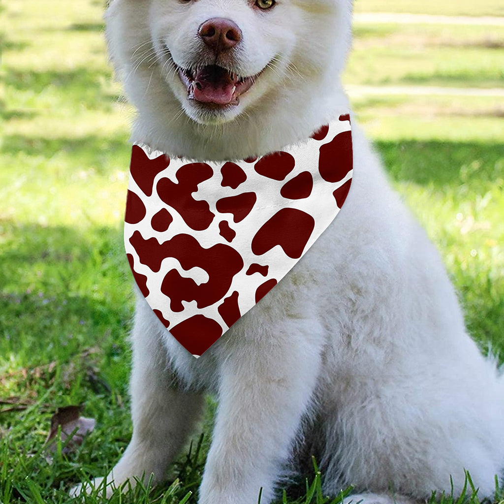 Chocolate Brown And White Cow Print Over The Collar Dog Bandana