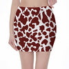 Chocolate Brown And White Cow Print Pencil Mini Skirt