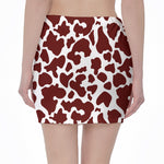 Chocolate Brown And White Cow Print Pencil Mini Skirt