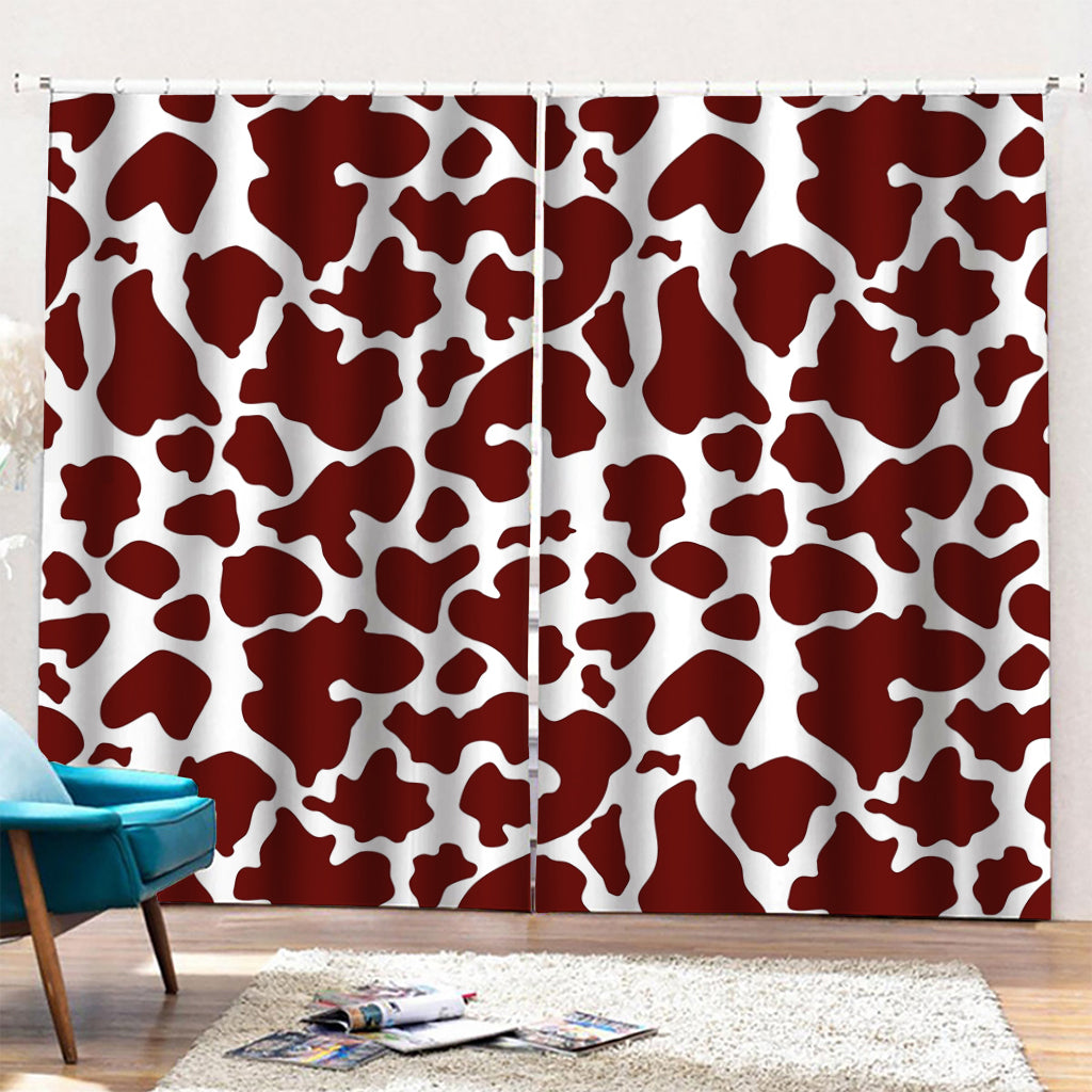 Chocolate Brown And White Cow Print Pencil Pleat Curtains