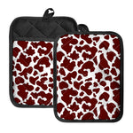 Chocolate Brown And White Cow Print Pot Holders With Pocket
