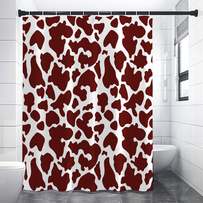 Chocolate Brown And White Cow Print Premium Shower Curtain