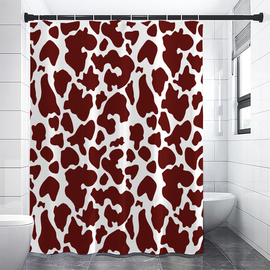 Chocolate Brown And White Cow Print Premium Shower Curtain