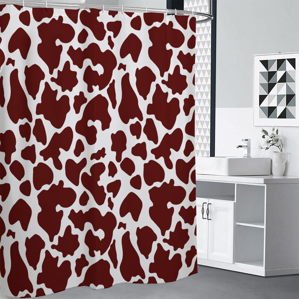 Chocolate Brown And White Cow Print Premium Shower Curtain