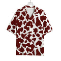 Chocolate Brown And White Cow Print Rayon Hawaiian Shirt