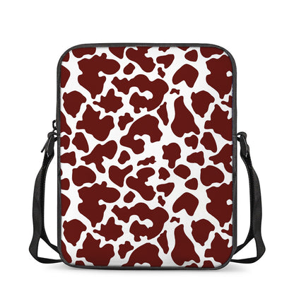 Chocolate Brown And White Cow Print Rectangular Crossbody Bag