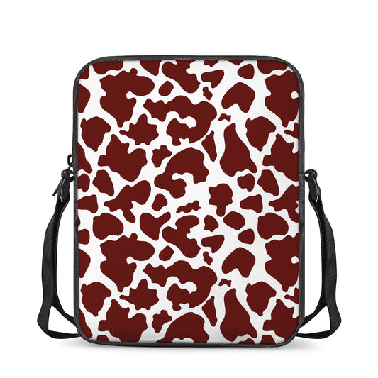 Chocolate Brown And White Cow Print Rectangular Crossbody Bag