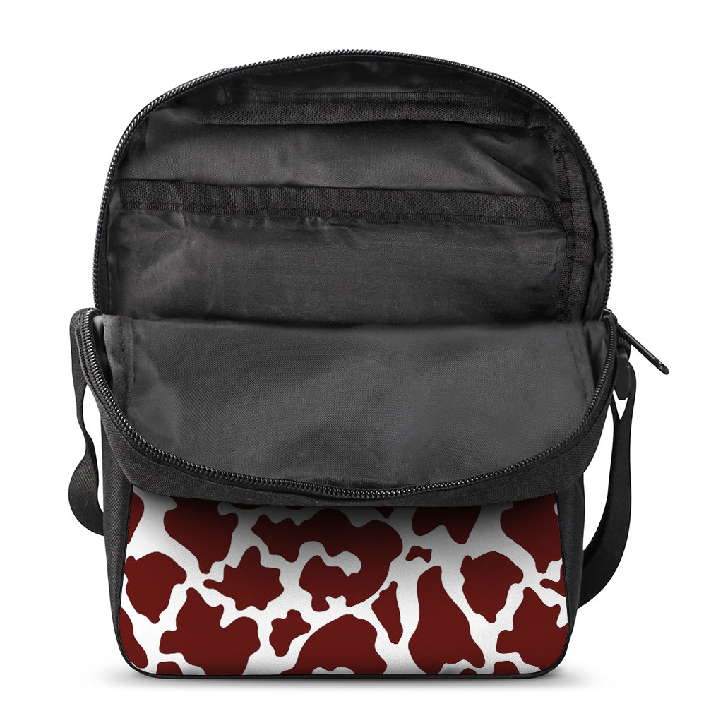 Chocolate Brown And White Cow Print Rectangular Crossbody Bag