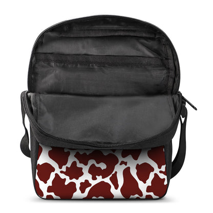 Chocolate Brown And White Cow Print Rectangular Crossbody Bag