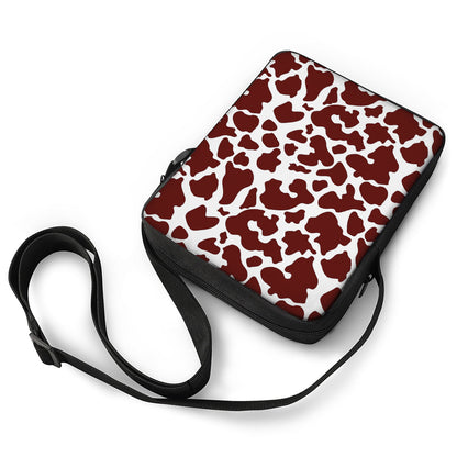 Chocolate Brown And White Cow Print Rectangular Crossbody Bag